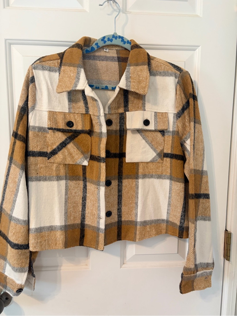 Plaid Shacket Jacket - Mustard & Cream